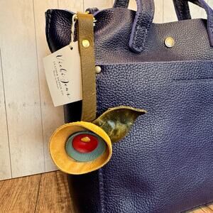 Genuine Leather Charm Flower Keychain Crossbody Bag Real Leather Tassel